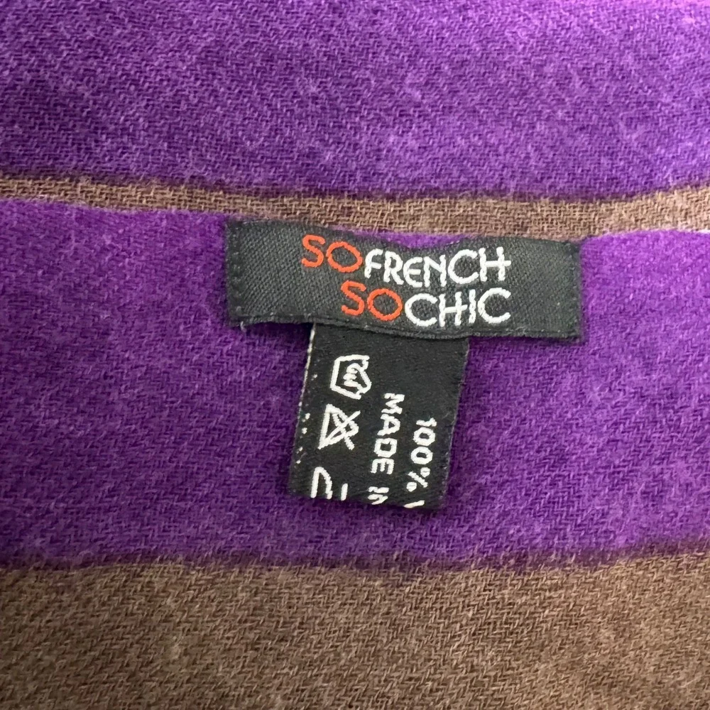 So French So Chic Wool Scarf Brown/Purple 28x72‎